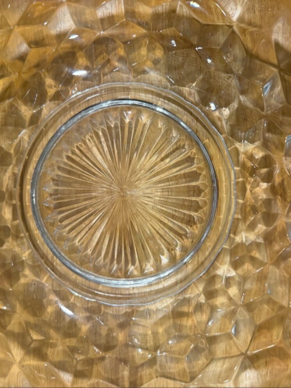 Fostoria American Clear Glass Serving Bowl Diamond Pattern Vintage